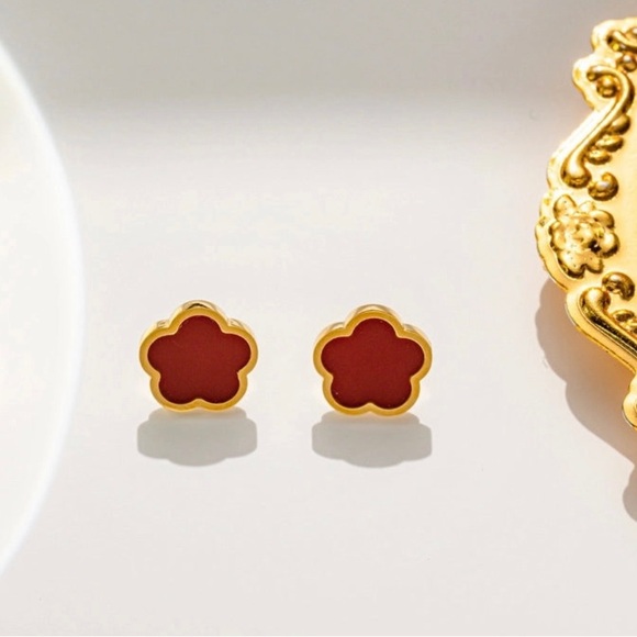 Red Flower Titanium Steel Plating Inlay Shell Set - Picture 5 of 5